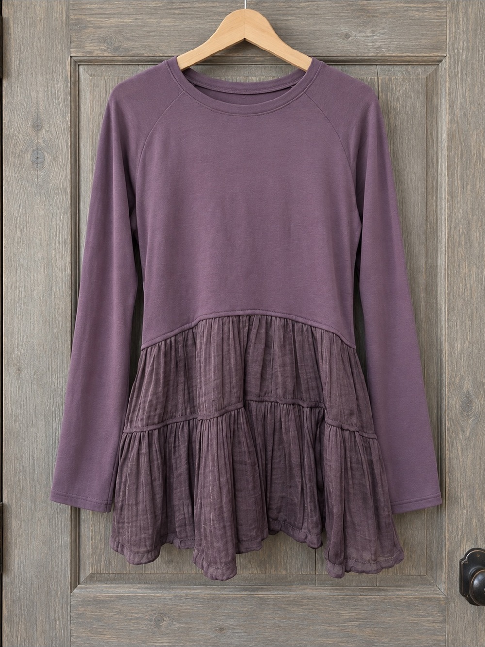 Simply Vera Wang Purple Tiered Peplum Top Small Medium